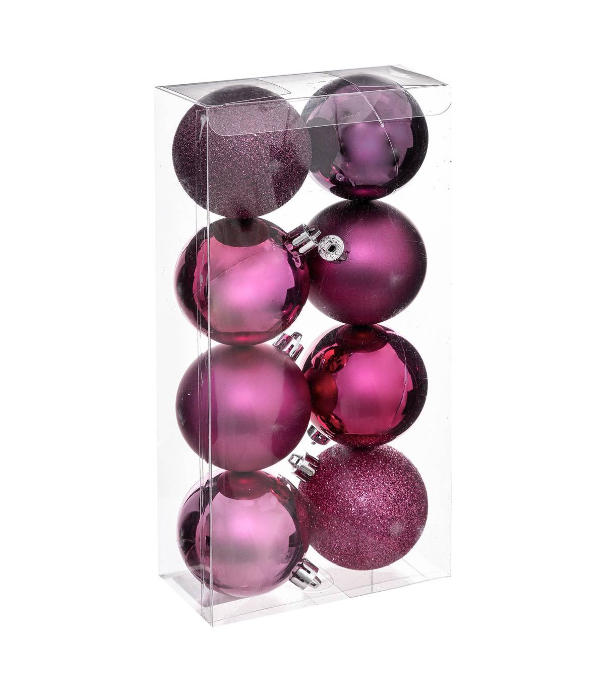 Fééric Lights & Christmas - Déco de sapin Lot de 8 Boules de Noël D 7 cm - Cassis et Fuchsia
