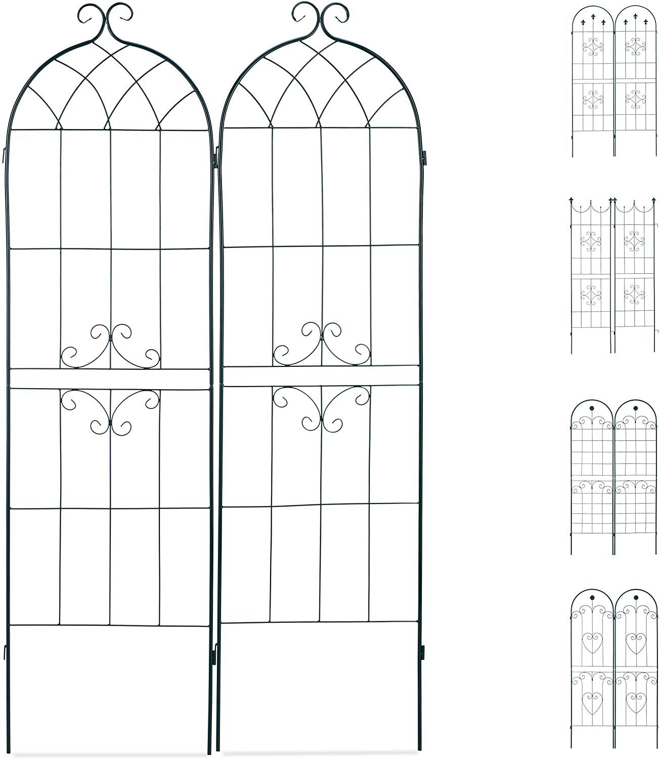 Treillis clôture plante grimpante arche jardin fer set de 2 vert - Image 1