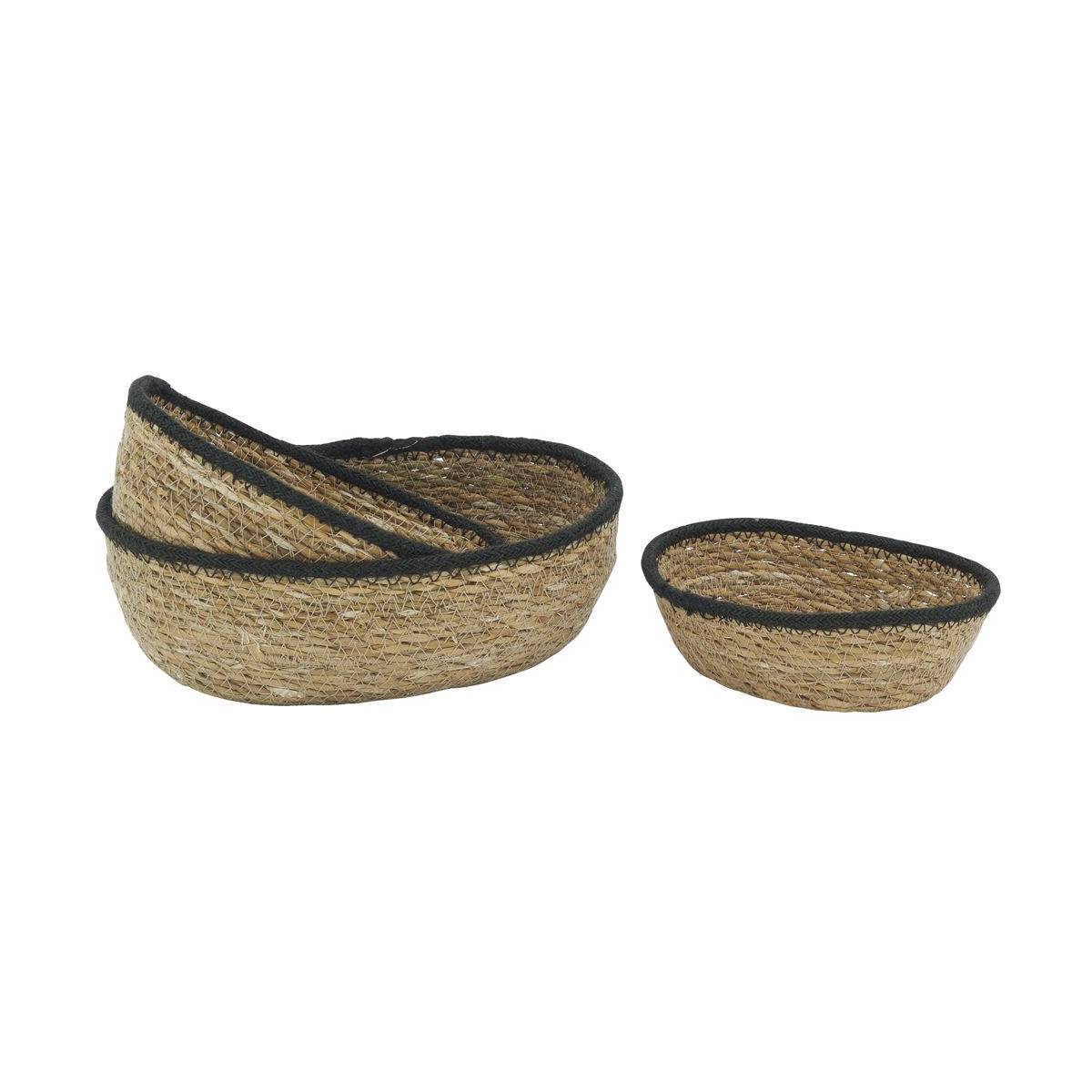 Aubry Gaspard - Corbeilles basses en jonc naturel (Lot de 3) - Image 1