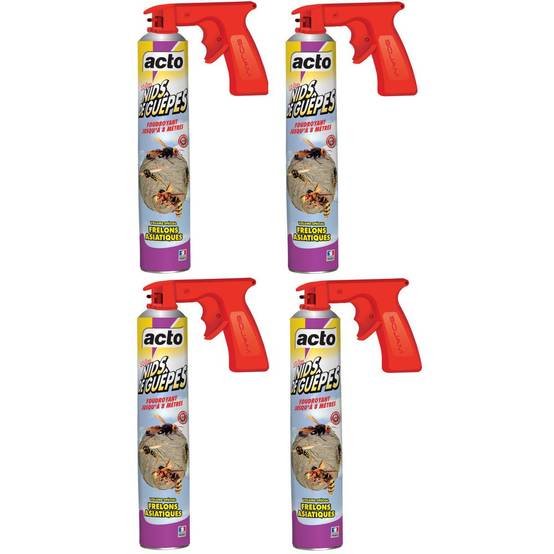Lot de 4 Aérosols ACTO Spécial NIDS DE GUEPES - Efficacité Professionnelle - Volume spécial Frelons Asiatiques - Image 1