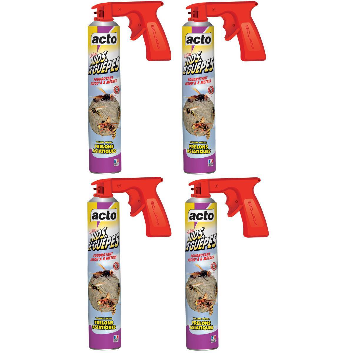 Lot de 4 Aérosols ACTO Spécial NIDS DE GUEPES - Efficacité Professionnelle - Volume spécial Frelons Asiatiques - Image 1