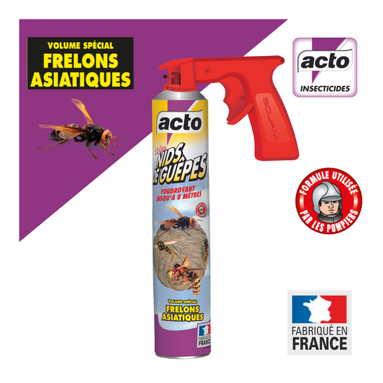 Lot de 4 Aérosols ACTO Spécial NIDS DE GUEPES - Efficacité Professionnelle - Volume spécial Frelons Asiatiques - Image 3