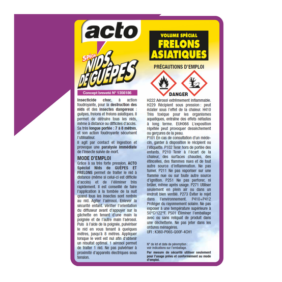 Lot de 4 Aérosols ACTO Spécial NIDS DE GUEPES - Efficacité Professionnelle - Volume spécial Frelons Asiatiques - Image 6
