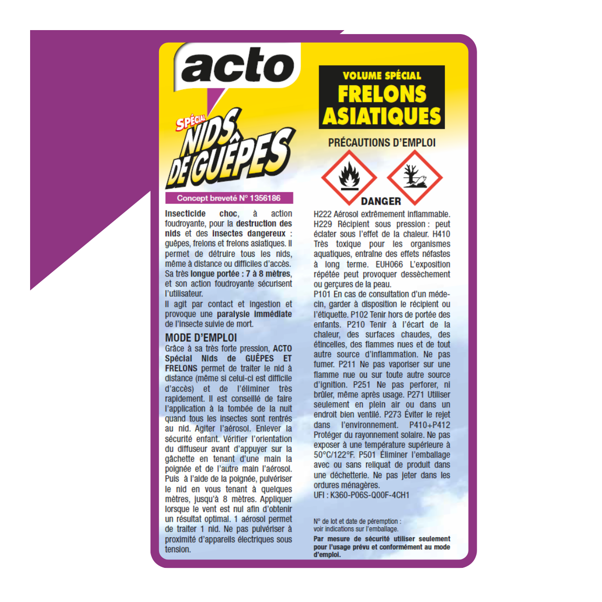 Lot de 4 Aérosols ACTO Spécial NIDS DE GUEPES - Efficacité Professionnelle - Volume spécial Frelons Asiatiques - Image 6