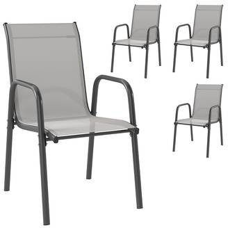 Lot de 4 chaises de jardin empilables, dossier respirant et accoudoirs, capacité 120 kg, meubles de terrasse