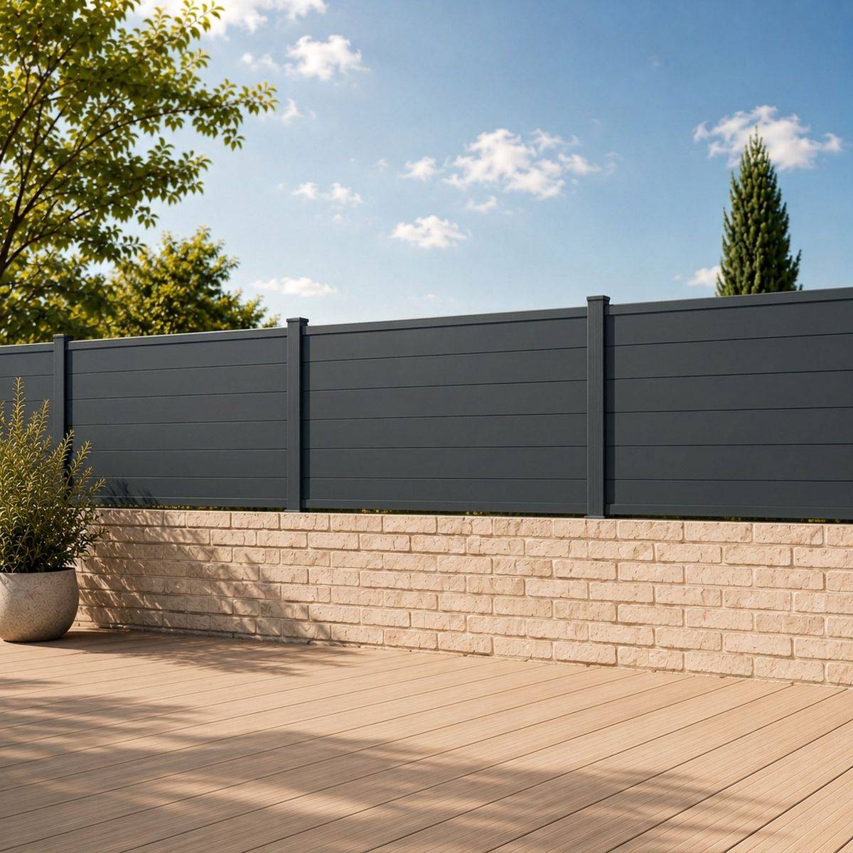 Direct Abris - Kit clôture RECIFE Aluminium anthracite 10,87m poteau 60x70mm gris sur platines 0,86m - Image 6