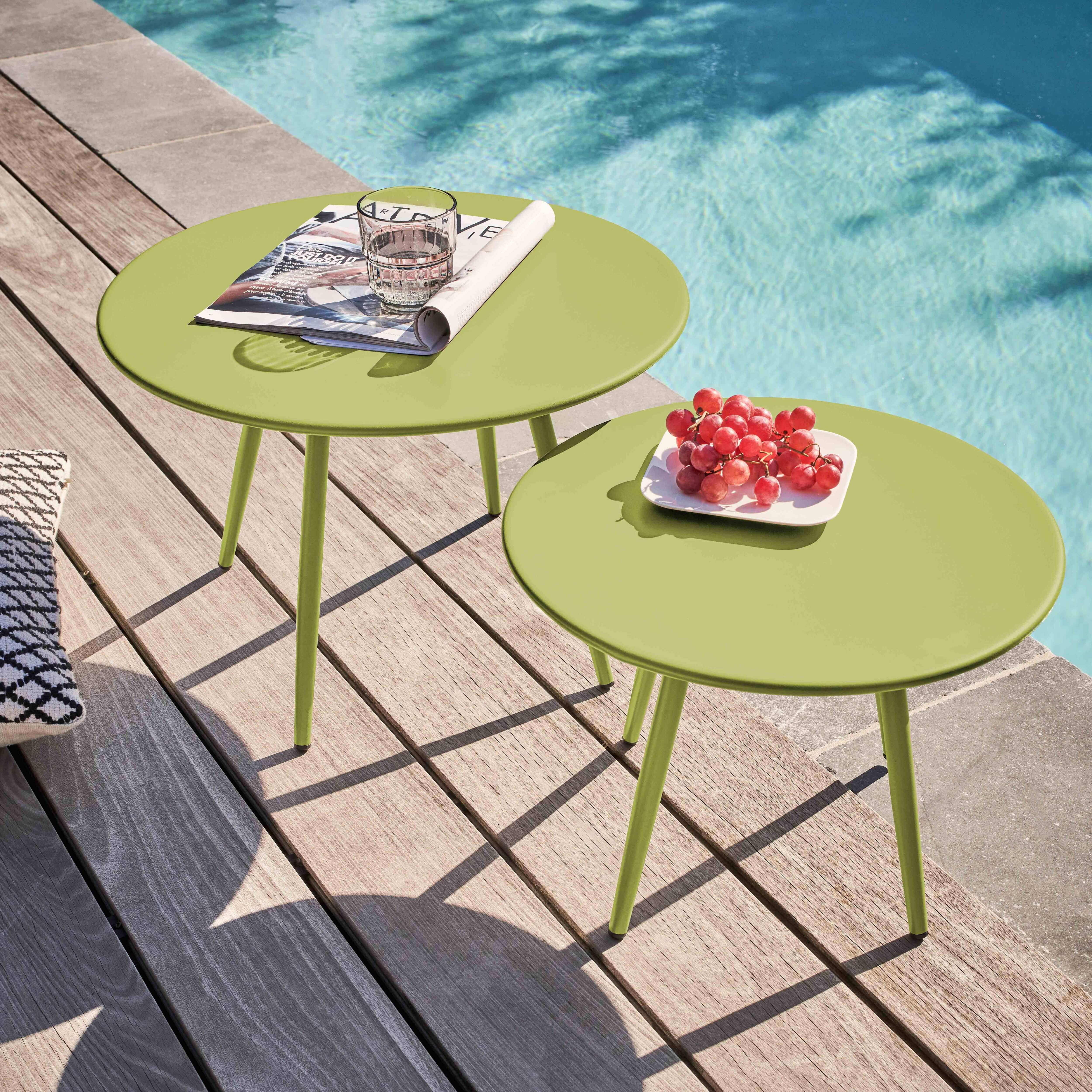 Oviala - Table basse de jardin ronde en métal vert 40 cm Palavas - Oviala - Image 3