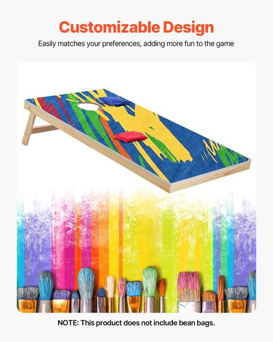 VEVOR Jeu cornhole 125.5x60cm, bois massif, sac transport, intérieur/extérieur, jardin, plage. - Image 5