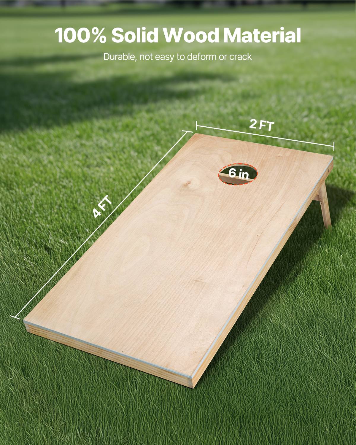 VEVOR Jeu cornhole 125.5x60cm, bois massif, sac transport, intérieur/extérieur, jardin, plage. - Image 2