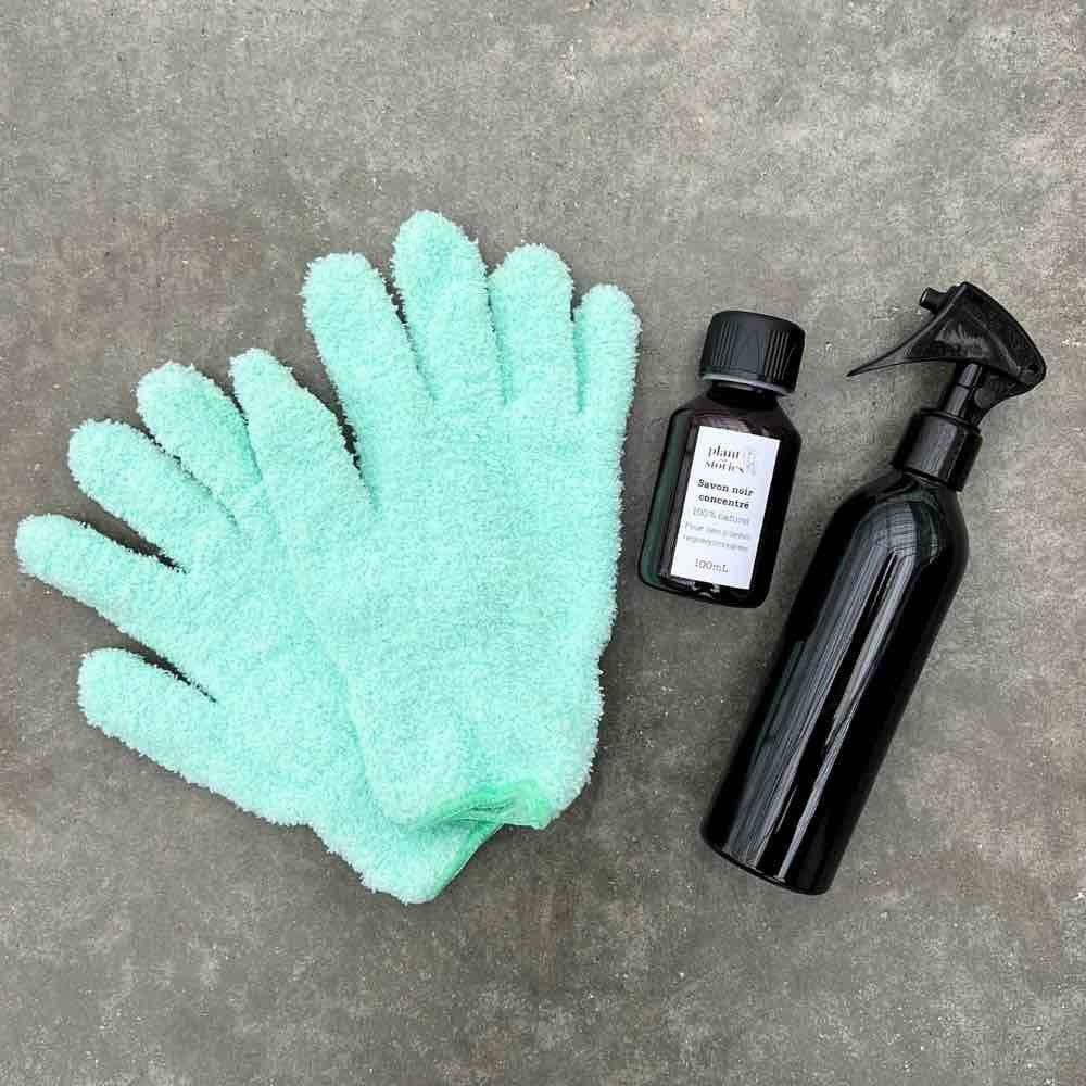 Pack Soin des Plantes Routine complète - Pulvérisateur 250ml + Savon noir concentré + Paire de Gants de Nettoyage - Beige - Image 1