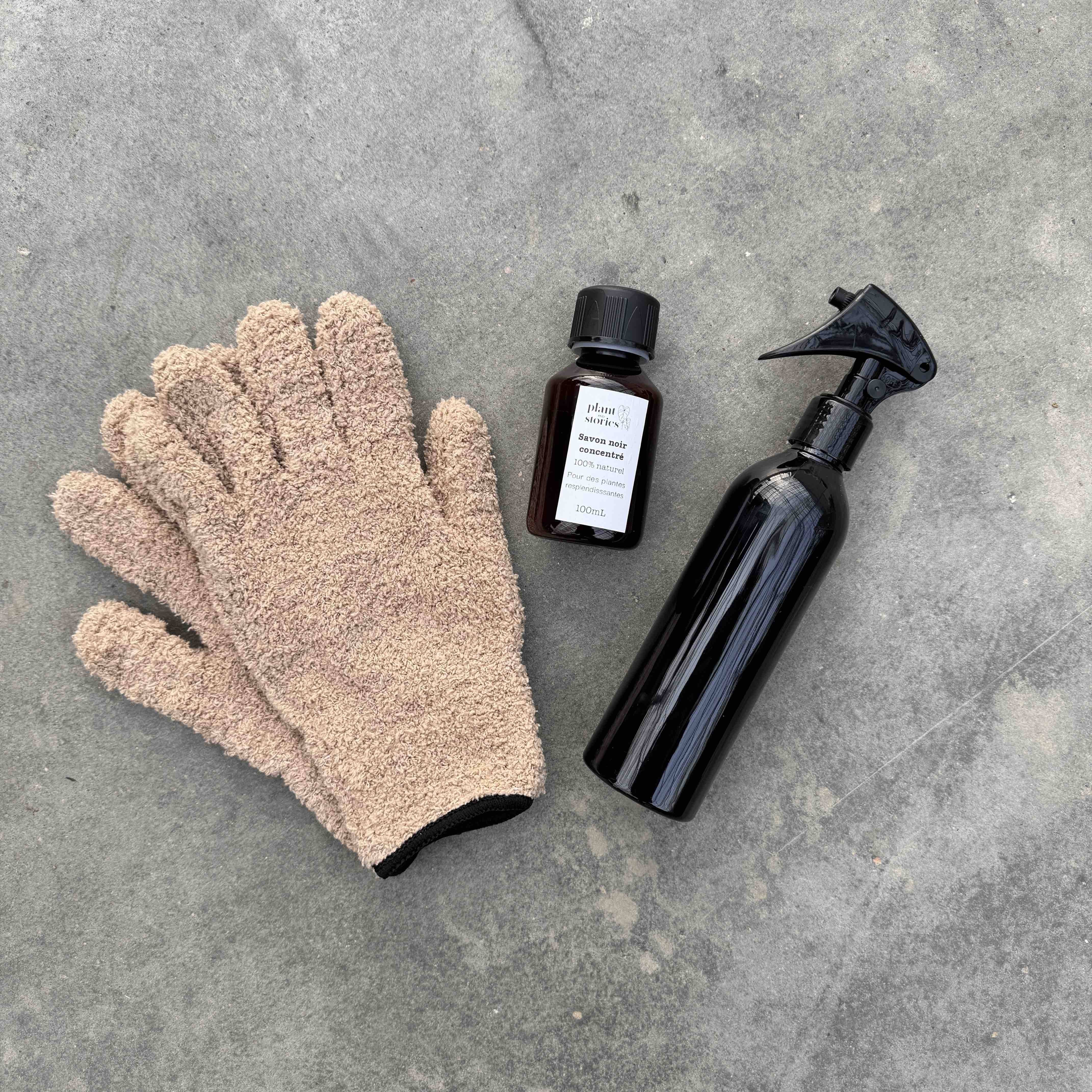 Pack Soin des Plantes Routine complète - Pulvérisateur 250ml + Savon noir concentré + Paire de Gants de Nettoyage - Beige - Image 3
