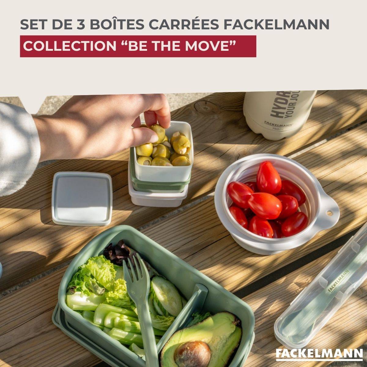 Lot de 4 lunch box 1 L avec 4 ustensiles de cuisine Fackelmann Storage - Image 2