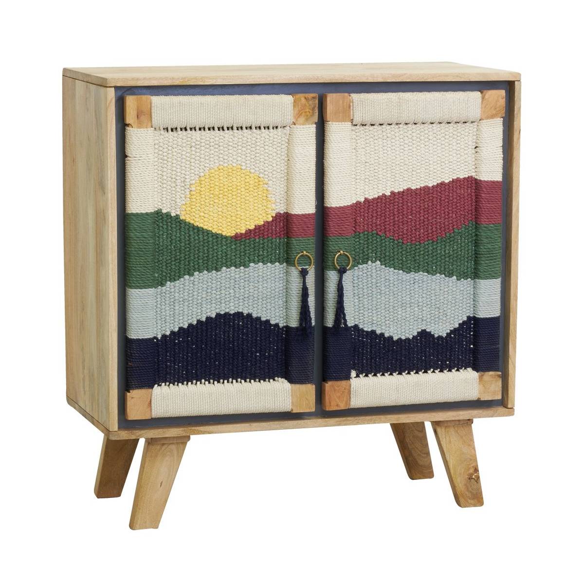 Aubry Gaspard - Buffet artisanal en manguier et coton tissé SUNSET 2 portes - Image 1