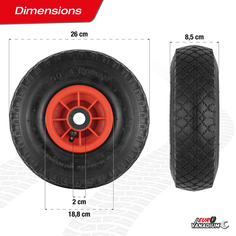 Sans Marque - Roue gonflable 260 x 85 mm alésage 20 mm - Image 3