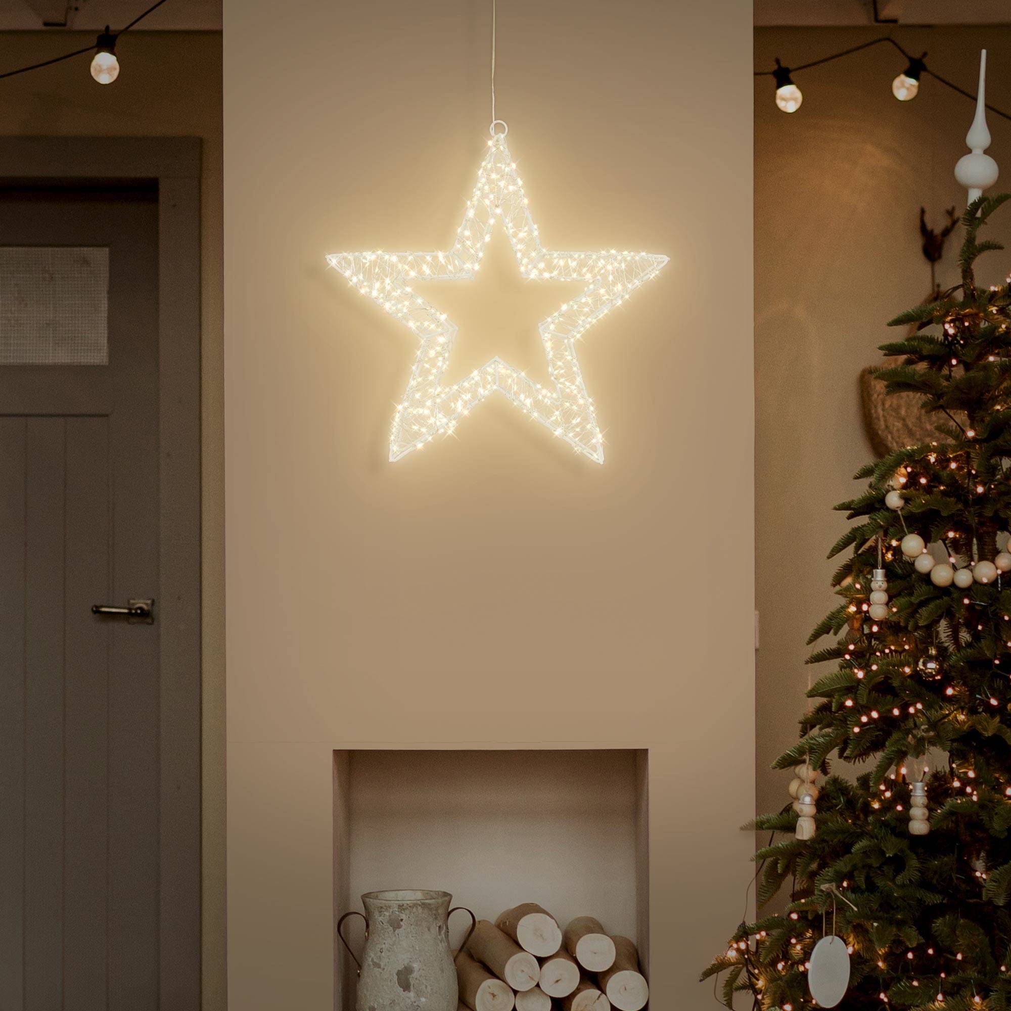 Étoile de Noël LED décoration éclairage lumineuse minuterie IP44 blanc 38 cm - Image 8