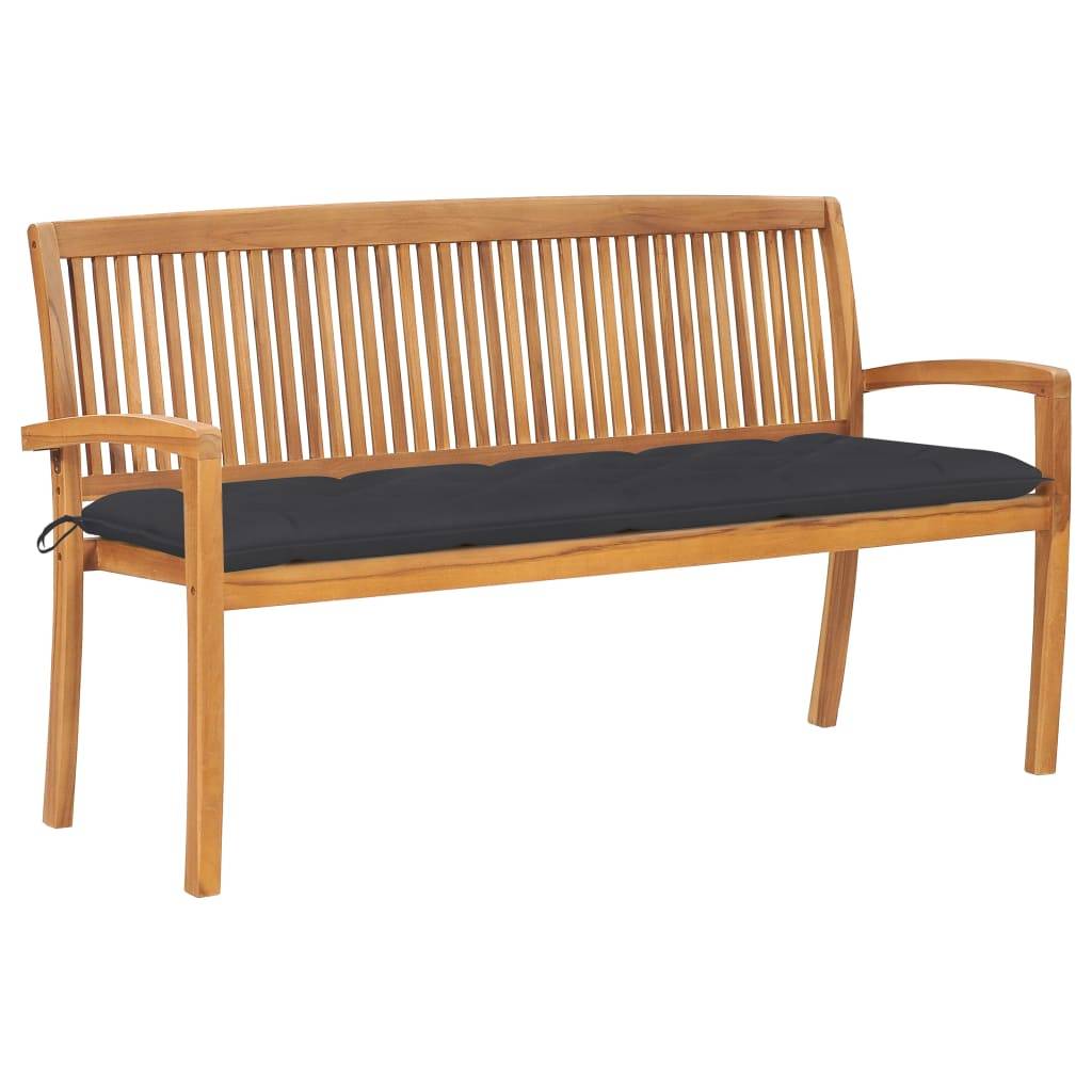 PANGIVO - Banc de jardin bois de teck naturel et anthracite 159 x 57.5 x 90 cm - PANGIVO - Image 1