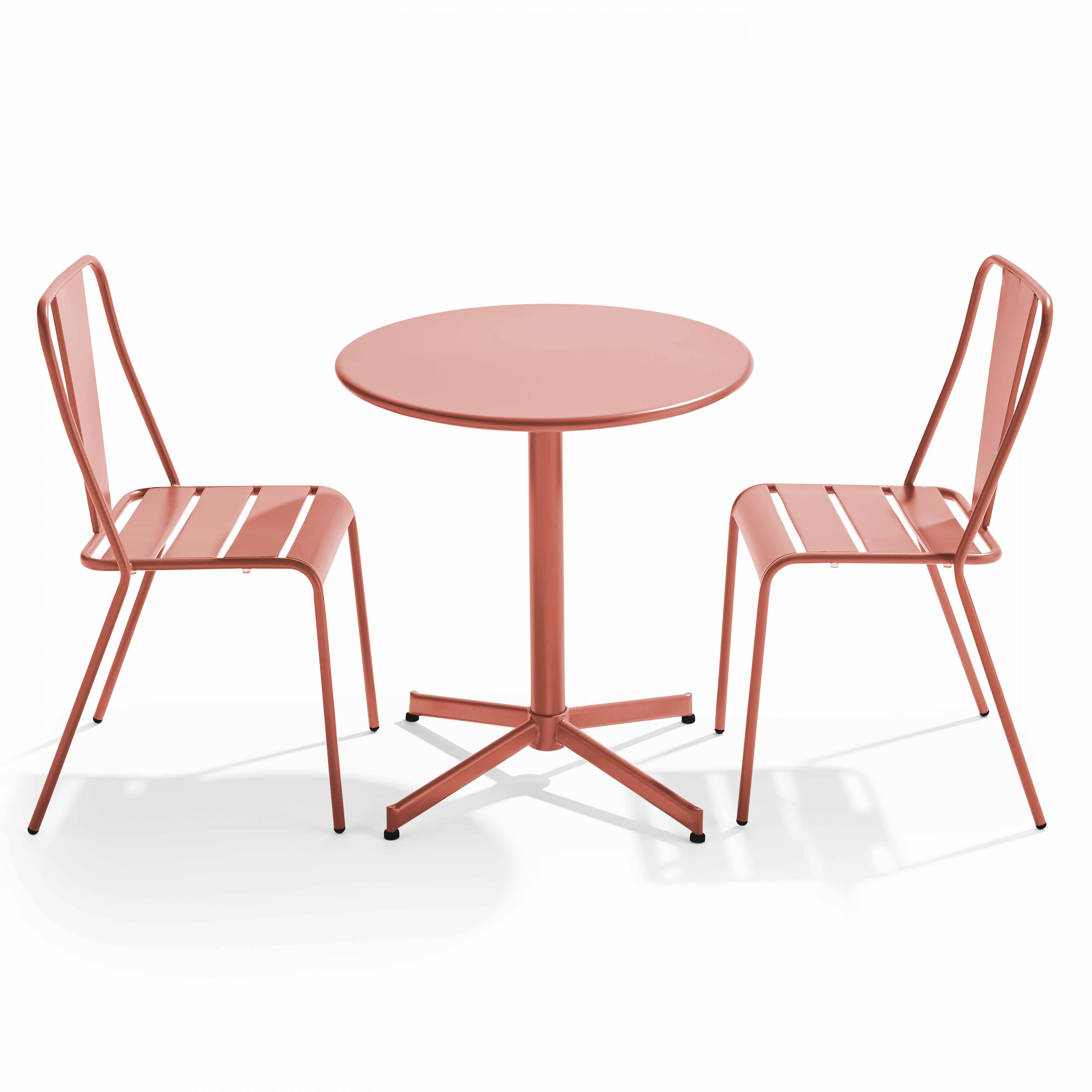 Oviala - Ensemble table ronde et 2 chaises de jardin bistrot en métal argile Palavas - Oviala - Image 1