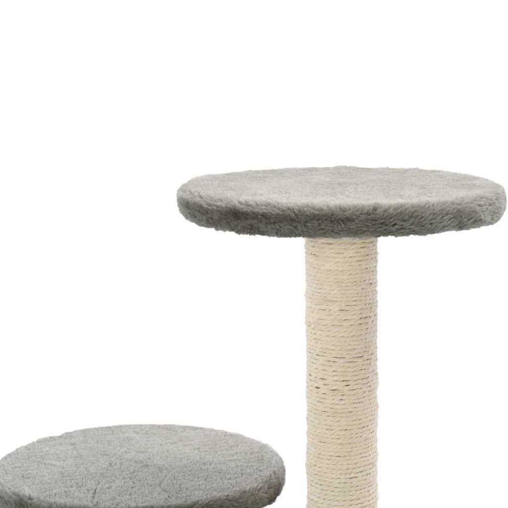 Helloshop26 - Arbre à chat griffoir grattoir niche jouet animaux peluché en sisal 60 cm gris - Image 6
