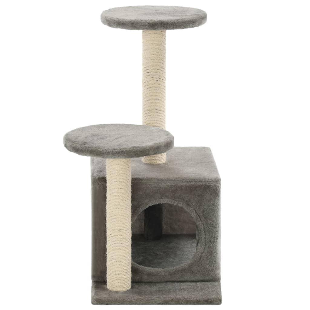 Helloshop26 - Arbre à chat griffoir grattoir niche jouet animaux peluché en sisal 60 cm gris - Image 5