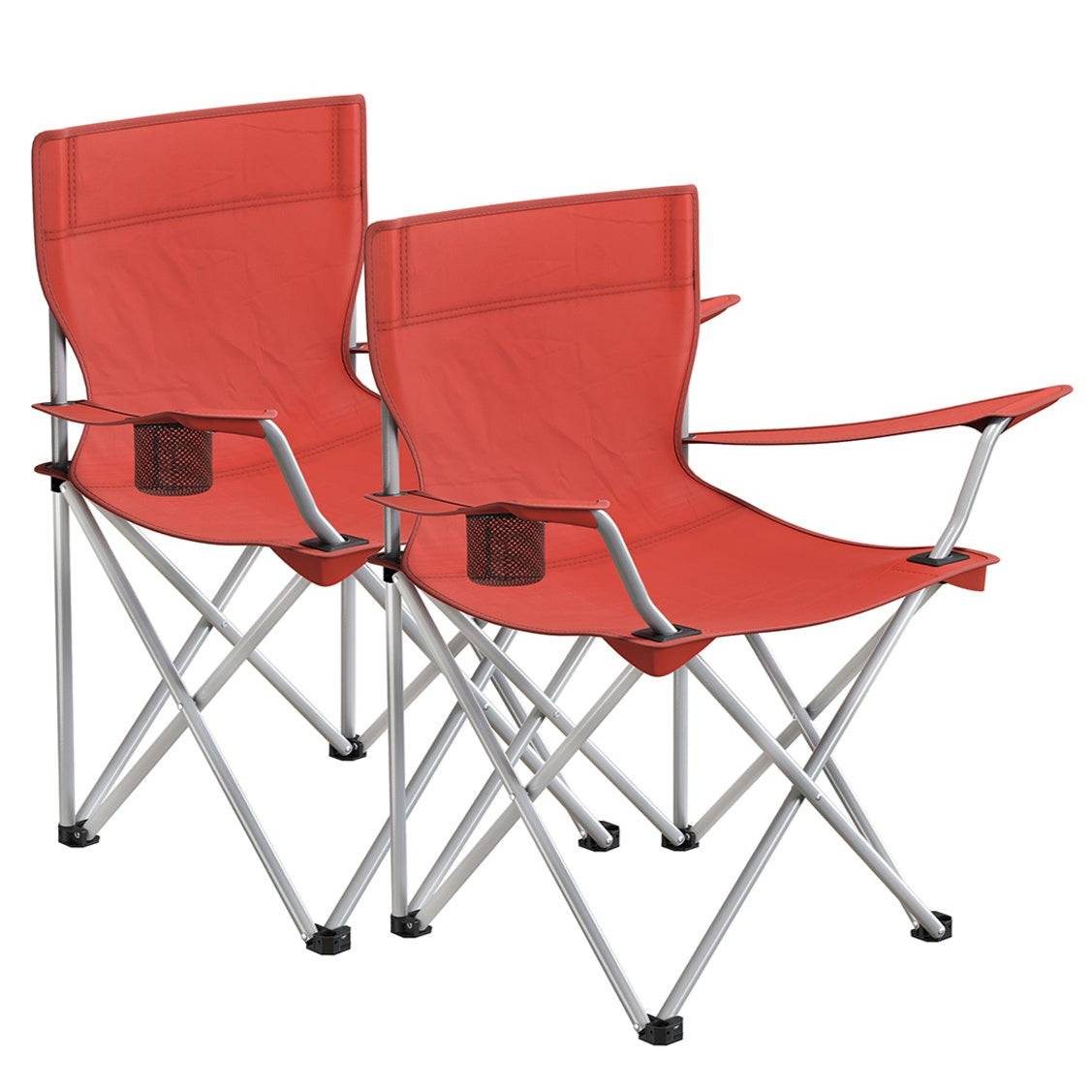 Helloshop26 - Lot de 2 chaises de camping pliables sièges pliantes extérieur confortable avec accoudoirs et porte-gobelets cadre stable capacité de charge 120 kg r - Image 1