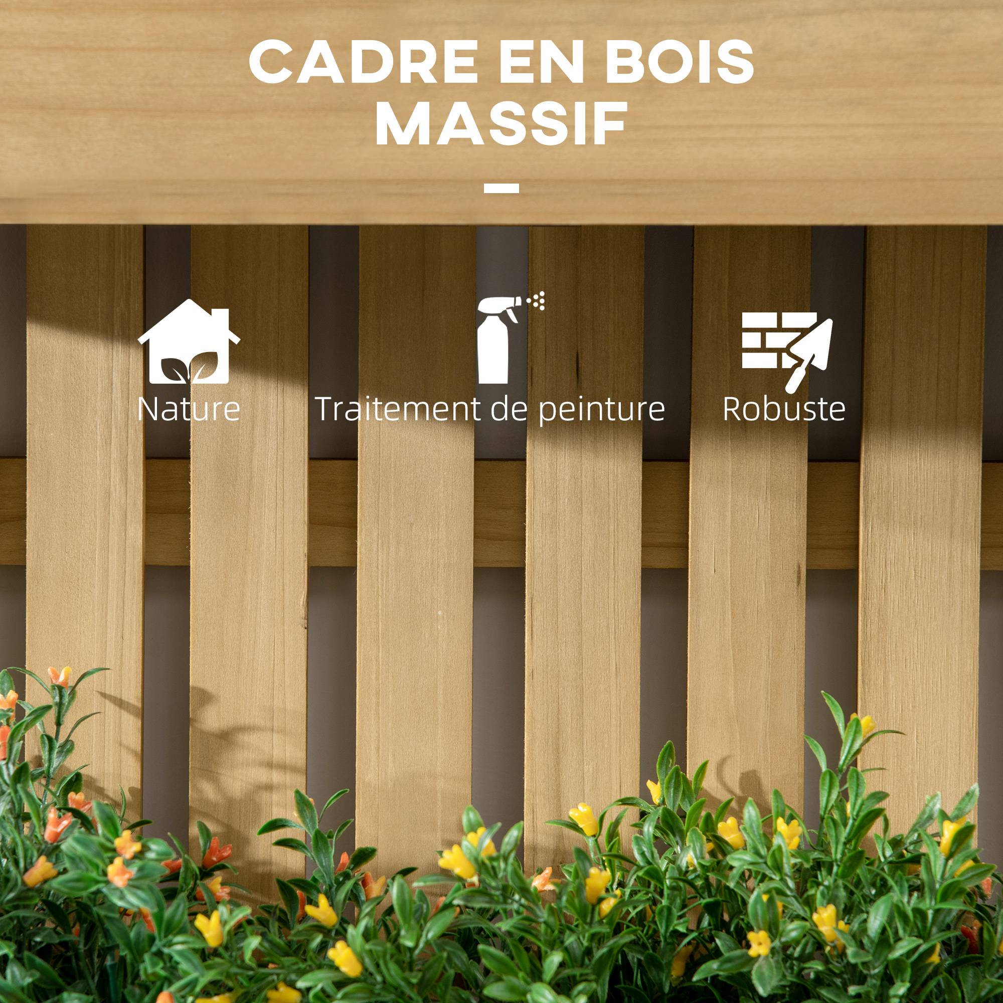 Jardinière murale potager avec 3 bacs en bois massif amovibles 60 x 16 x 80 cm - Image 10