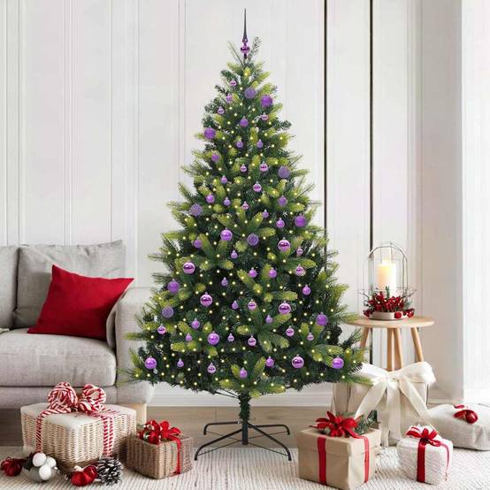 Sapin de Noël | Arbre de Noël artificiel en silicone flexible 300 LEDs 180 cm Maison Chic - Image 2