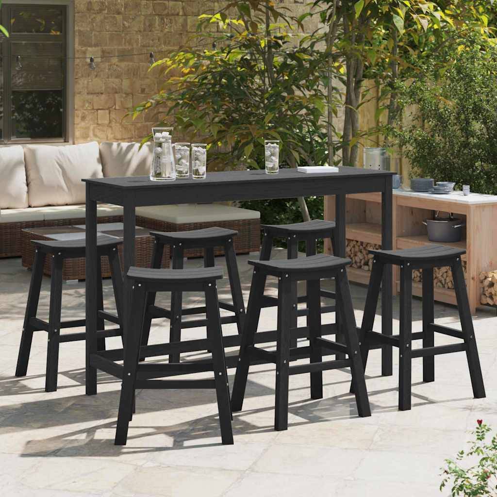 6pcs Salon De Jardin - Ensemble de bar de jardin Noir HDPE g200 - Image 2