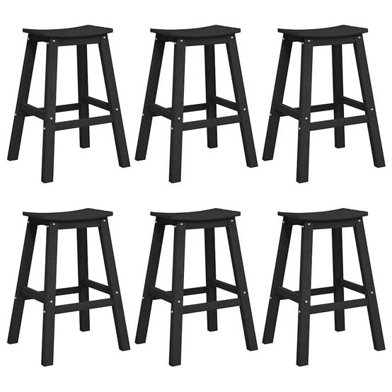 6pcs Salon De Jardin - Ensemble de bar de jardin Noir HDPE g200 - Image 1