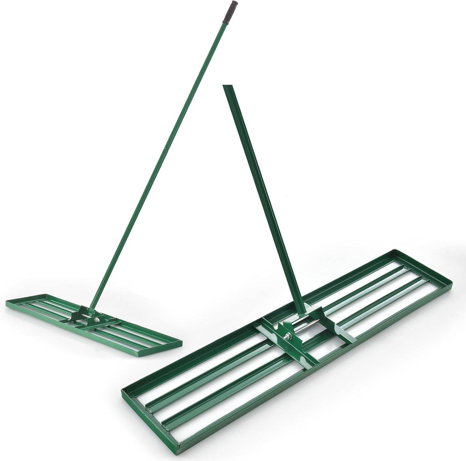 Râteau de Nivellement de Pelouse, de 106 x 25 cm, Outil de Pelouse Robuste, Râteau Paysager, Poignée Ergonomique, Vert - Image 1