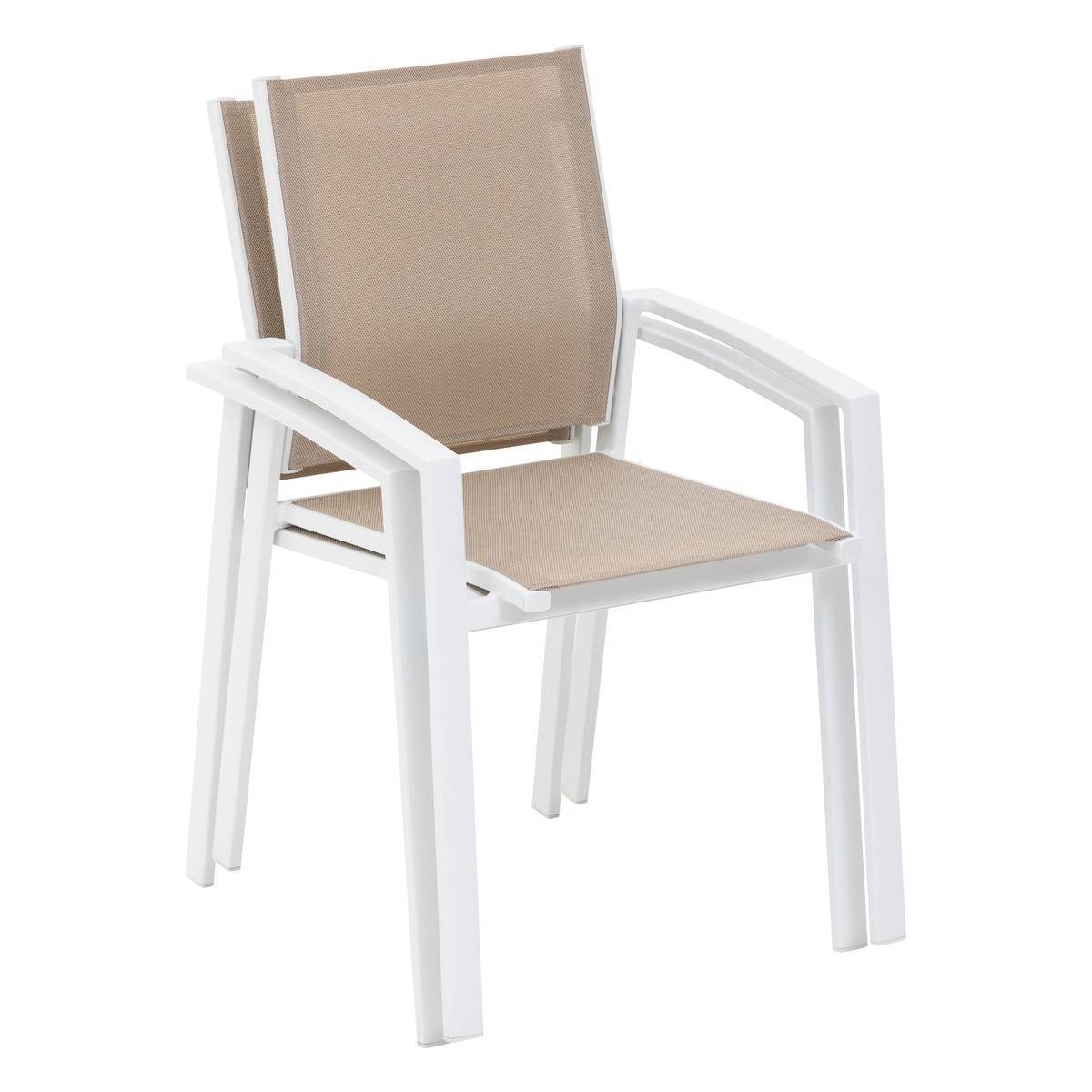 Hesperide - Fauteuil de jardin empilable "Axiome" lin & blanc Hespéride - Image 2