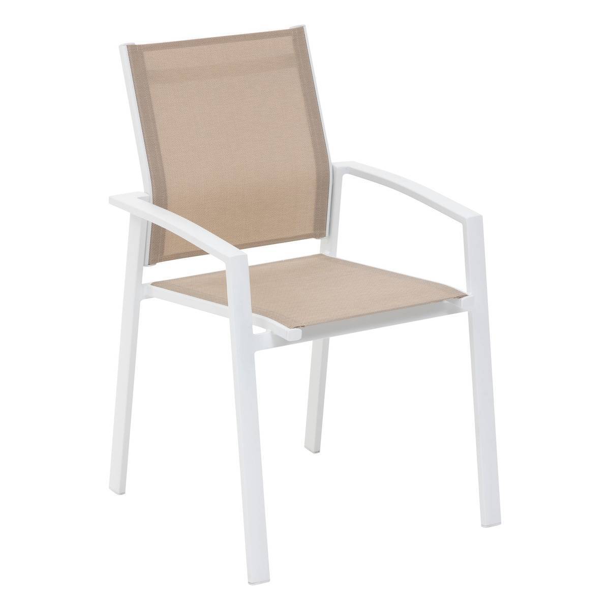 Hesperide - Fauteuil de jardin empilable "Axiome" lin & blanc Hespéride - Image 1