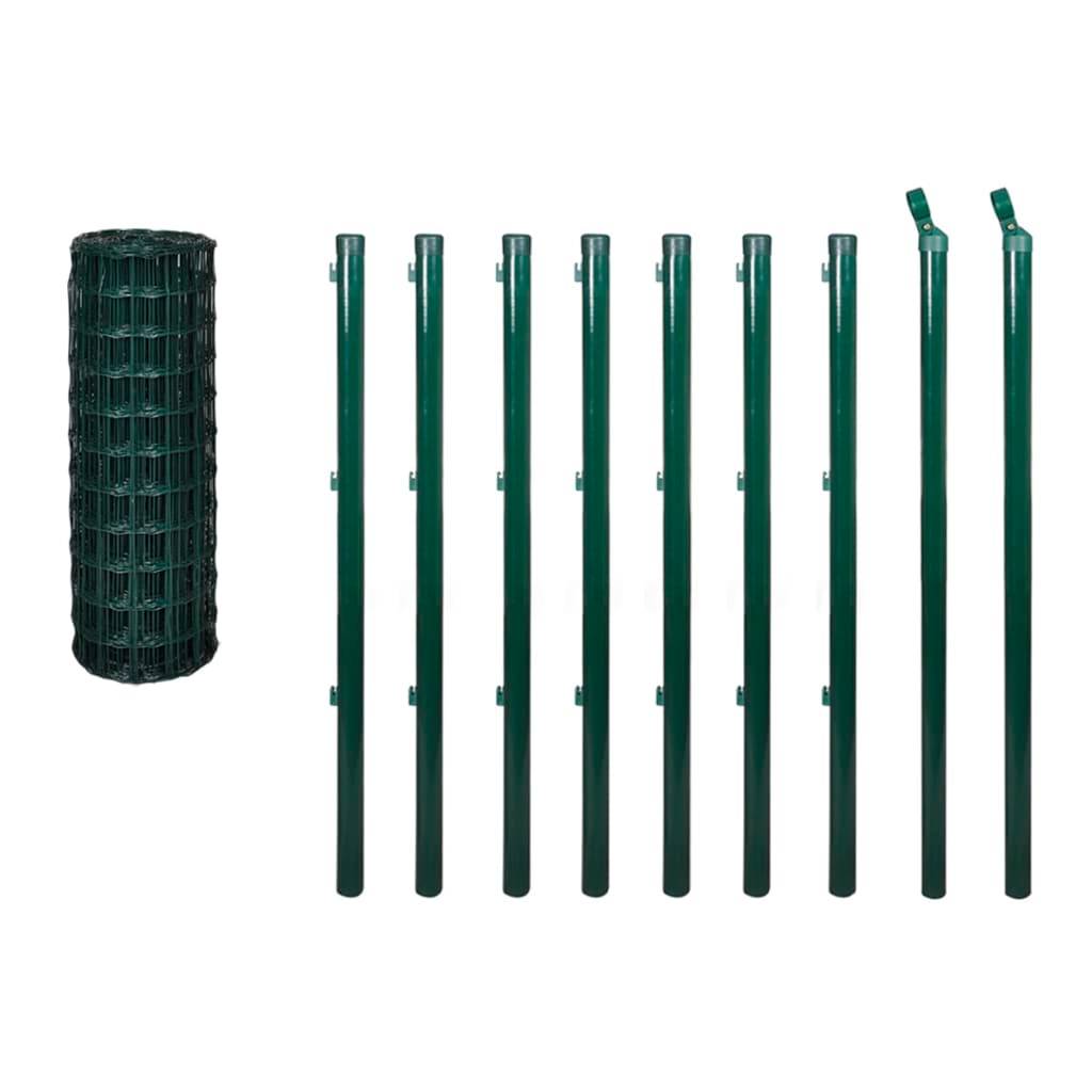 Kit Clôture Euro Acier PVC Jardin Protection Complet 10x0,8m Vert - ComfortXL Outdoor Living - Image 2