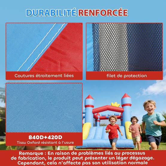 Château gonflable 5 en 1 avec souffleur, parc aquatique structure gonflable, toboggans, trampoline, multicolore - Image 7