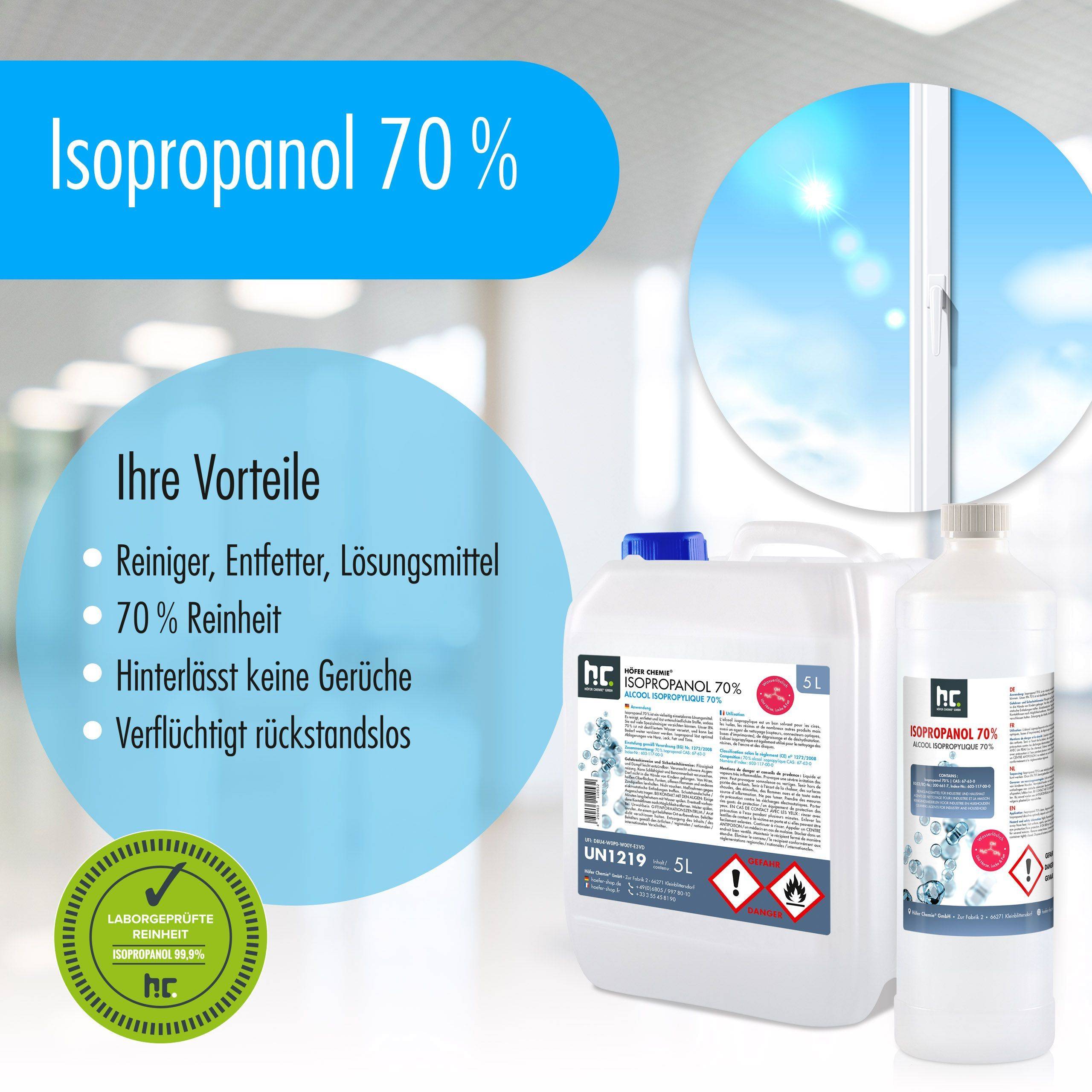 Alcool isopropylique 70% Höfer Chemie® en bidon de 5 L x 4 - Image 2