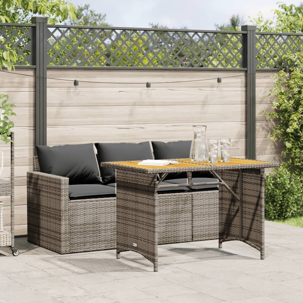 Maison Chic - Ensemble de 2 pcs table de jardin et chaises avec coussins - mobilier de jardin gris rotin-JU2704 - Image 2
