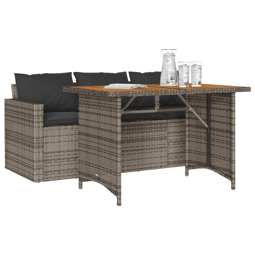 Maison Chic - Ensemble de 2 pcs table de jardin et chaises avec coussins - mobilier de jardin gris rotin-JU2704 - Image 3
