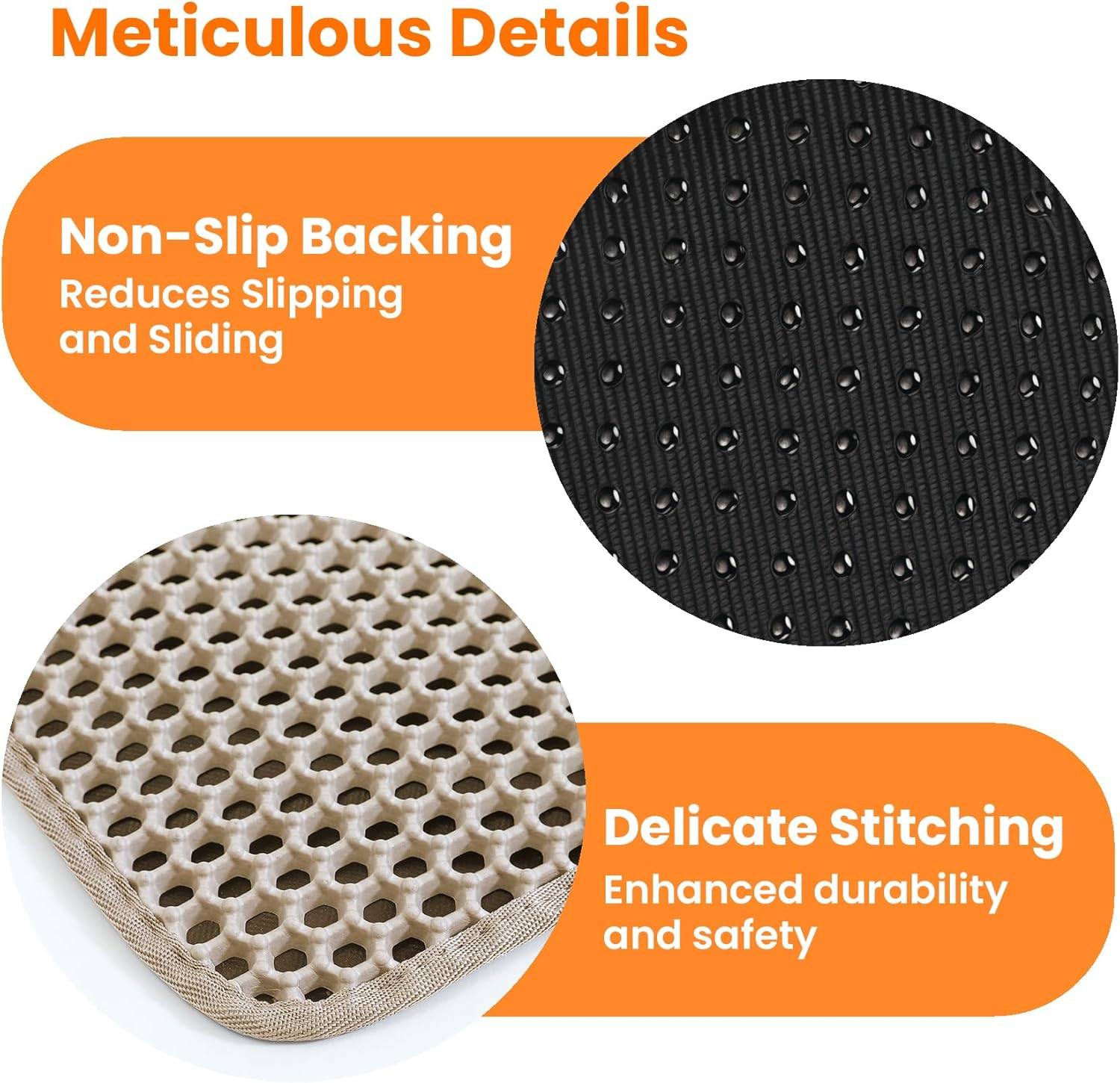 Tapis de litière pour chat, double couche, nid d'abeille, antidérapant, imperméable et anti-urine, accessoire pour chat, 70*120 cm, beige-Lytech - Image 7