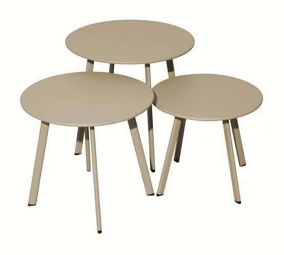 Proloisirs - Lot 3 tables basses Massaï en acier - diamètre 40/45/50 cm - sand PROLOISIRS
