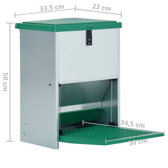 Mangeoire Automatique Poule Métal Pédale Stable 12kg Vert - ComfortXL Outdoor Living - Image 8