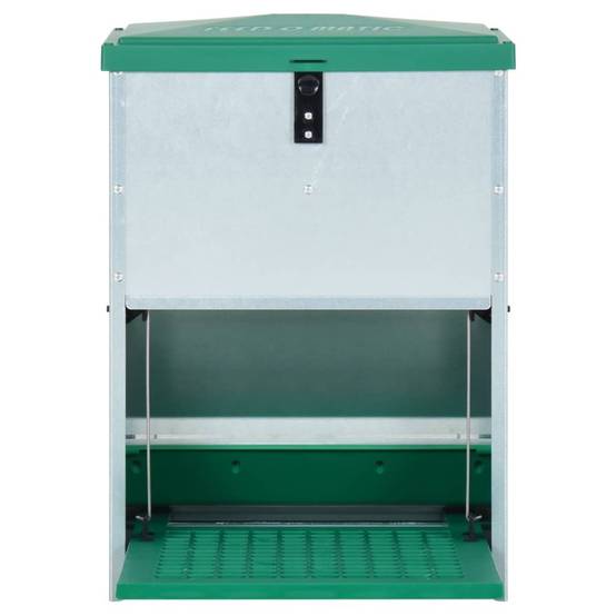 Mangeoire Automatique Poule Métal Pédale Stable 12kg Vert - ComfortXL Outdoor Living - Image 3