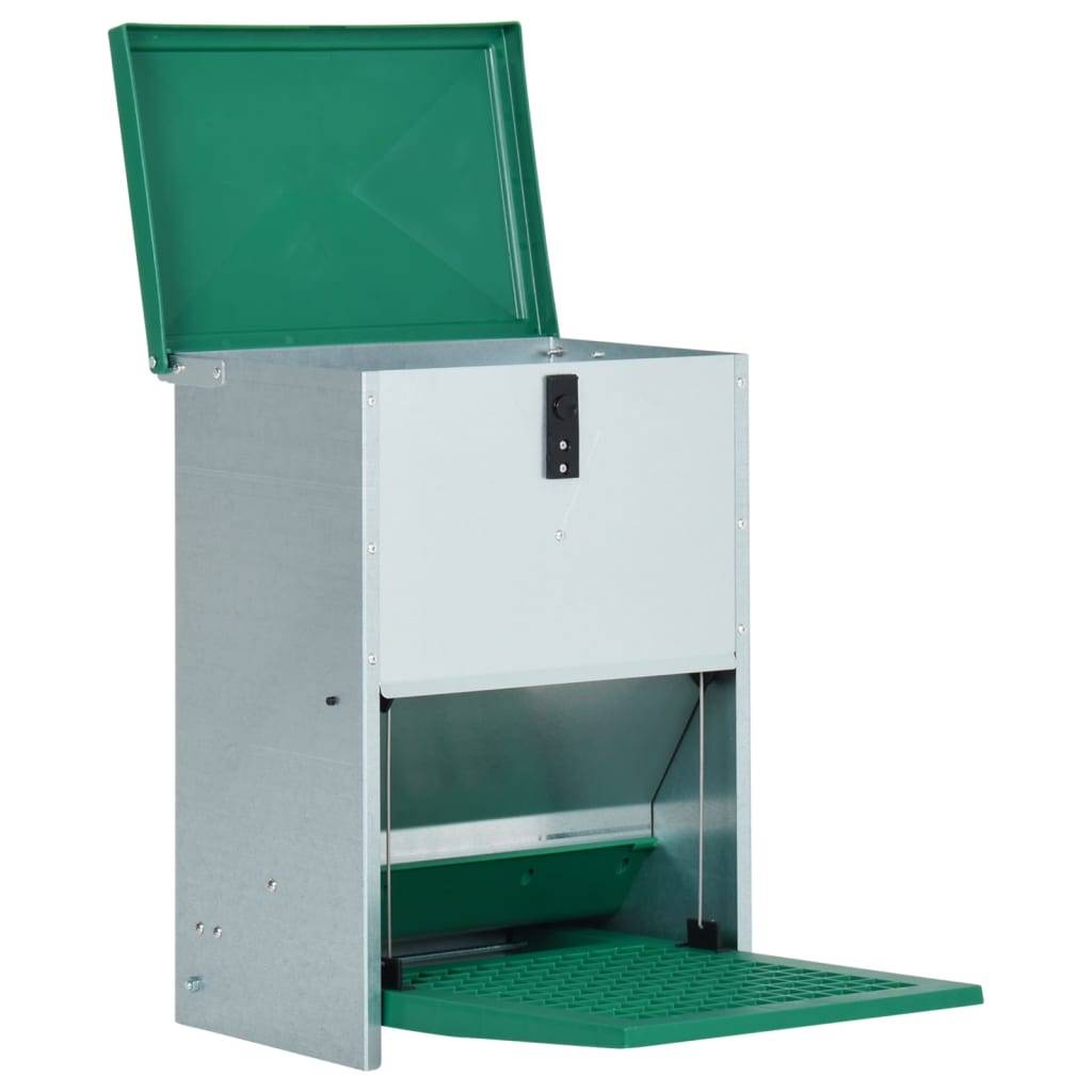 Mangeoire Automatique Poule Métal Pédale Stable 12kg Vert - ComfortXL Outdoor Living - Image 6