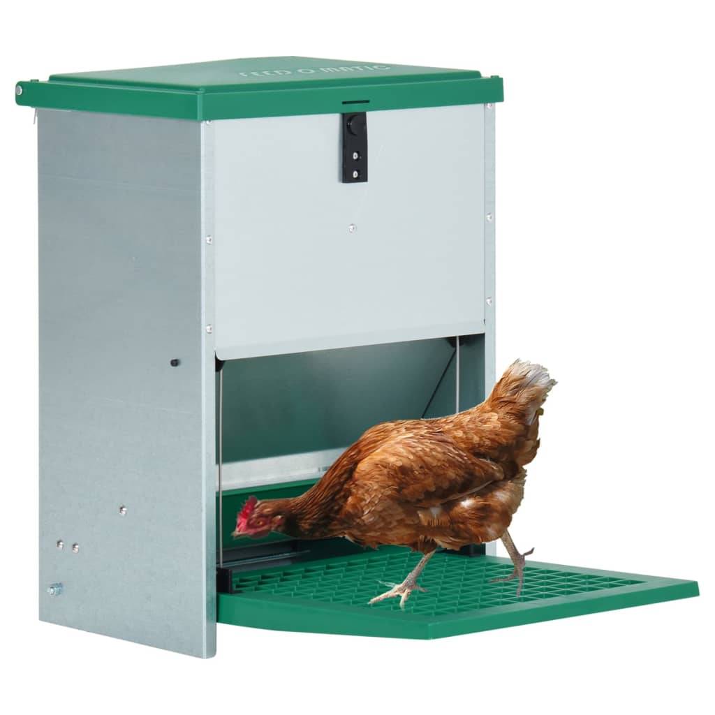 Mangeoire Automatique Poule Métal Pédale Stable 12kg Vert - ComfortXL Outdoor Living - Image 2