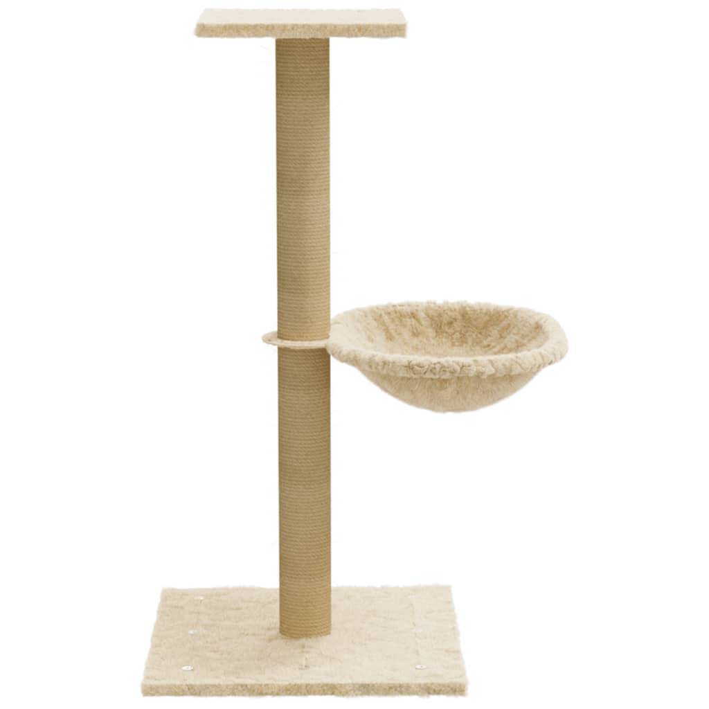 Arbre à chat bois et sisal crème 35 x 35 x 74 cm - PANGIVO - Image 5