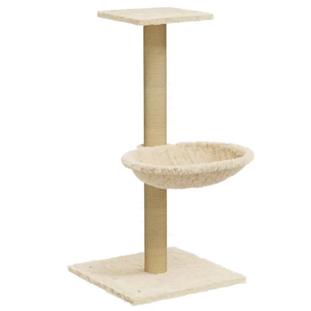 Arbre à chat bois et sisal crème 35 x 35 x 74 cm - PANGIVO - Image 2