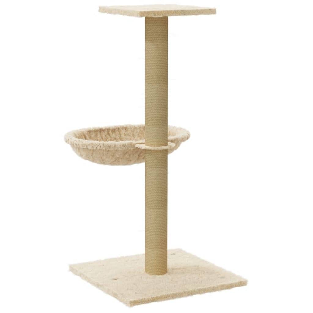 Arbre à chat bois et sisal crème 35 x 35 x 74 cm - PANGIVO - Image 6