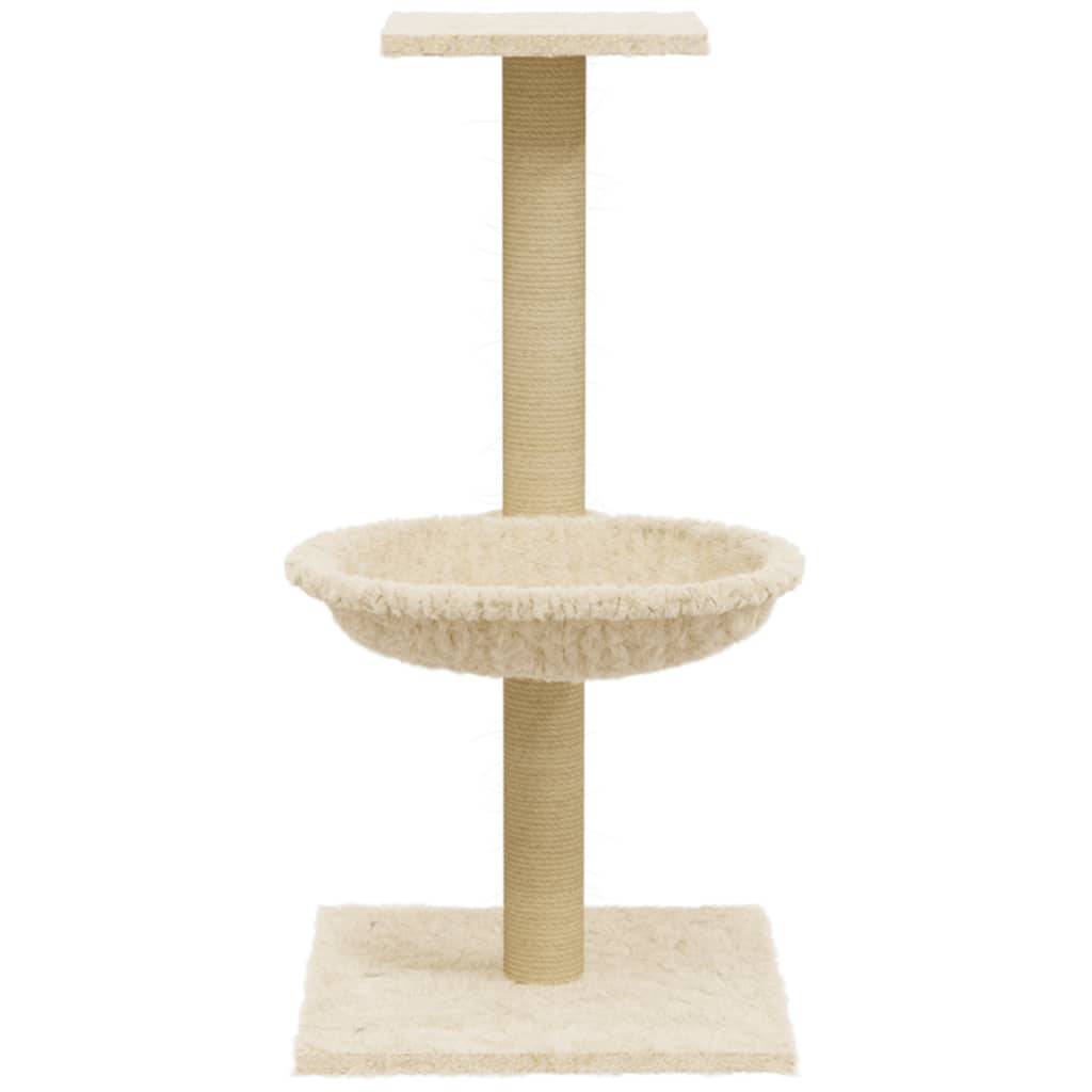 Arbre à chat bois et sisal crème 35 x 35 x 74 cm - PANGIVO - Image 4
