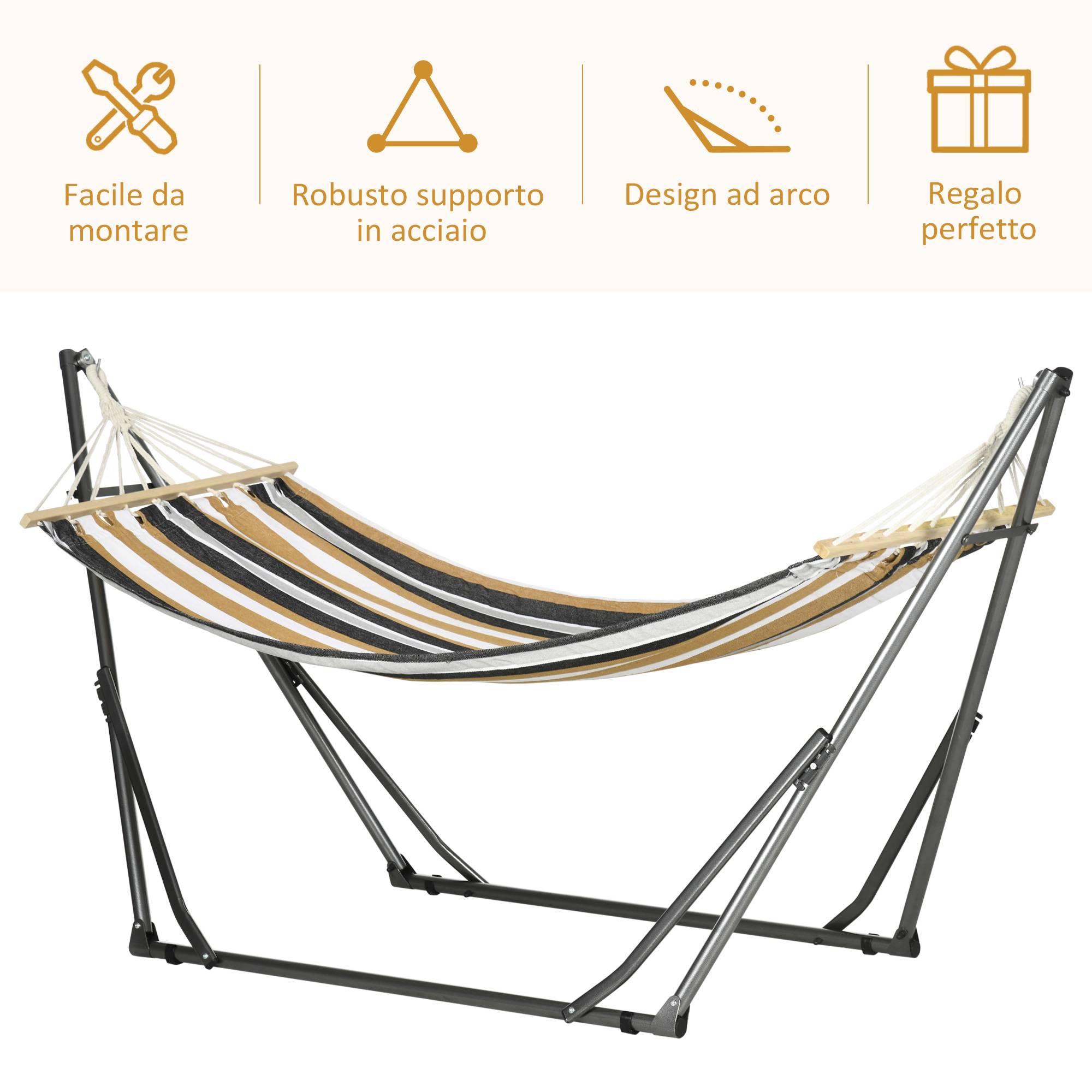 Hamac autoportant support pliant, lit coton et structure acier, gris - Image 8