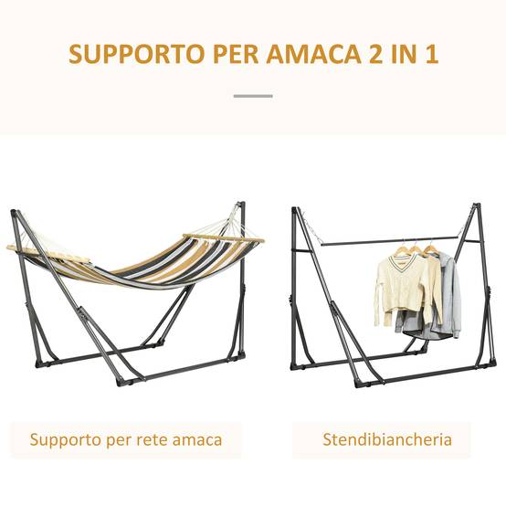 Hamac autoportant support pliant, lit coton et structure acier, gris - Image 6