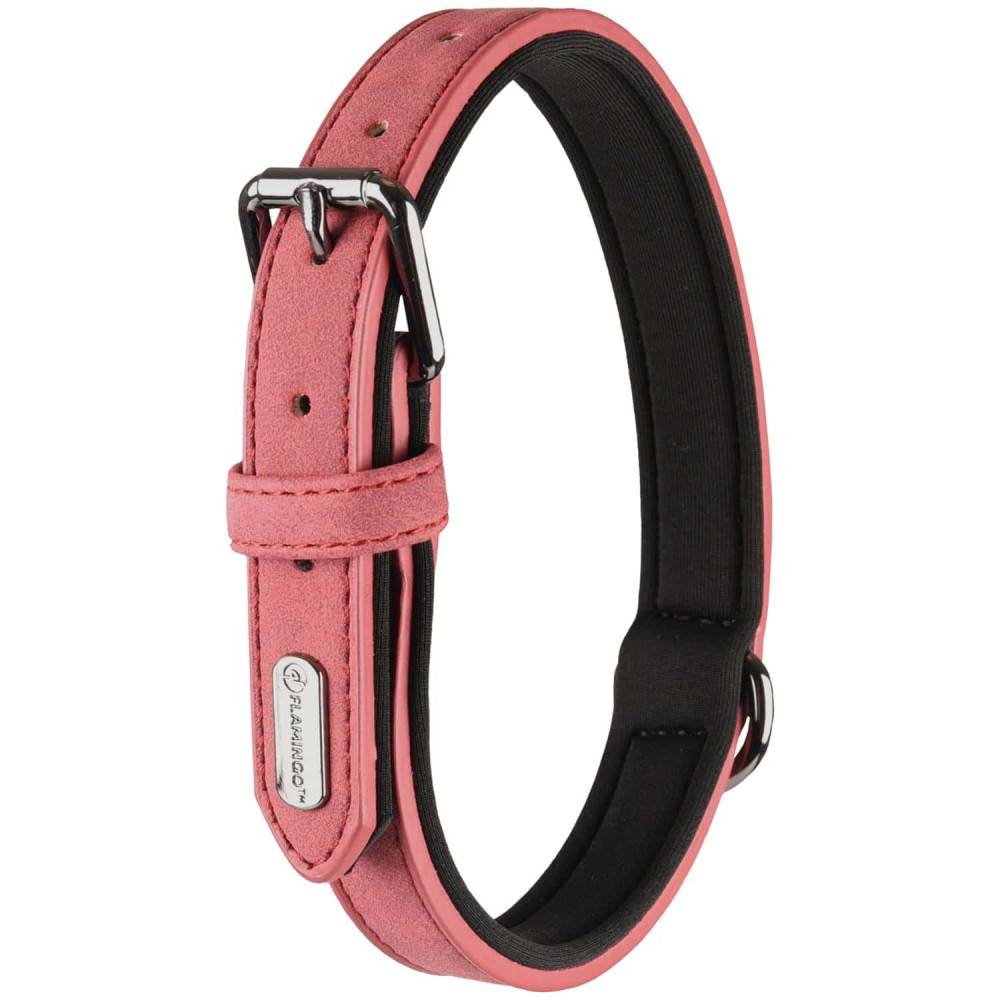 animallparadise - Collier DELU taille ML 38-48 cm en simili cuir et néoprène, couleur rouge, pour chien. - Image 2