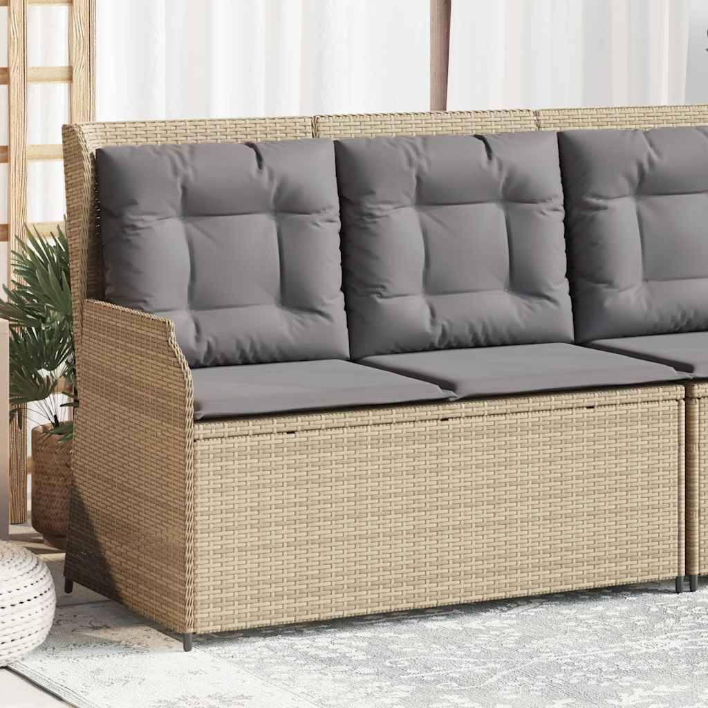 Canapé Détente Jardin Résine Tressée Beige Assise Grise – ComfortXL Outdoor Living - Image 1